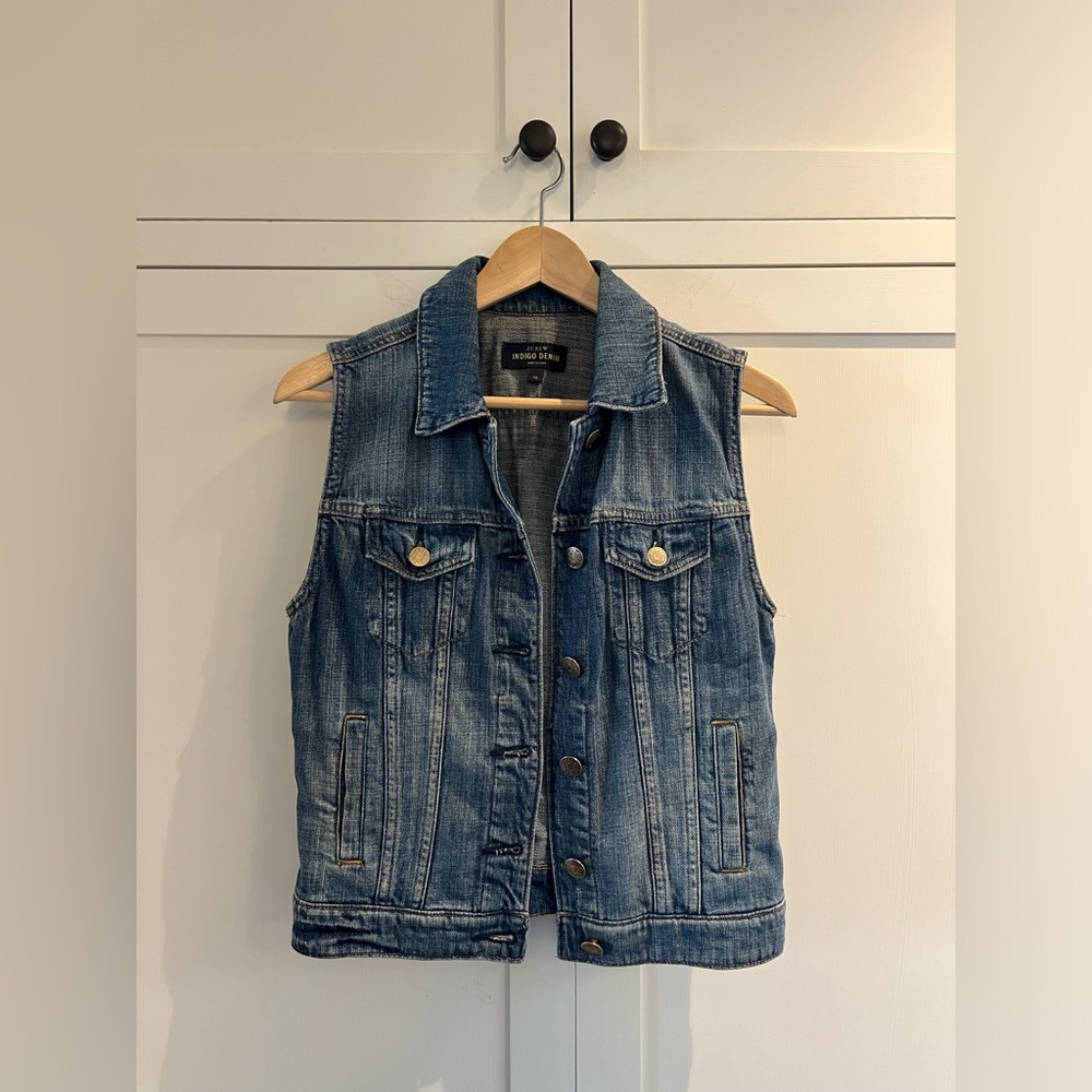 J. Crew Indigo Denim Sleeveless Jacket
